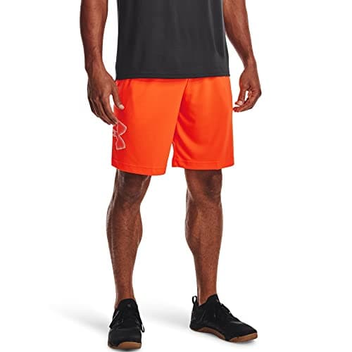 Image of Under Armour Men's Tech Graphic Shorts, Blaze Orange (825)/White, 3XL