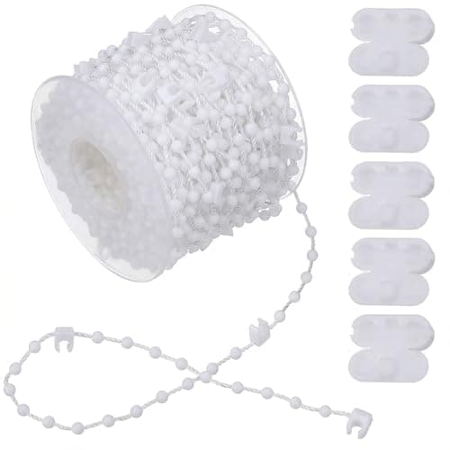 Image of 20-Meter Vertical Blind Chain,Roller Blind Chain with 5 Blind Cord Connector for Bottom of Vertical Blinds,Windows Doors Blind Accessories Parts Replacement Clips Beads Chains for 3.5 Inch/89 mm Slats