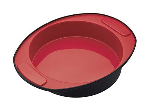 Image of MasterClass Smart Silicone Cake Mould, Round, LFGB Grade Silicone, 20.5cm (8 Inch), Red/Black