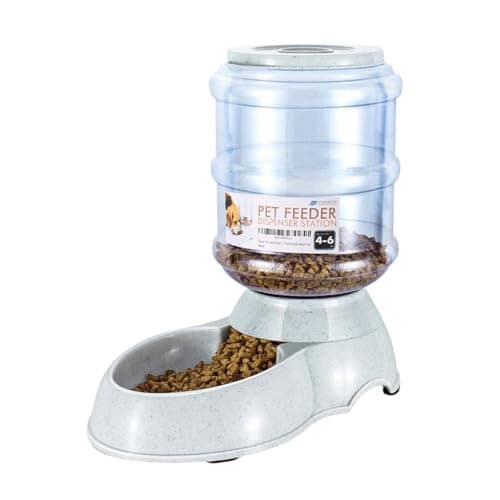 Image of Flexzion Gravity Pet Feeder Food Dispenser (4-6 lb Size) for Dogs Cats Automatic Replenish Dry Food Storage Container Bowl for Small Medium Breed Dog Cat Animal Feeding Watering Fountain Supplies