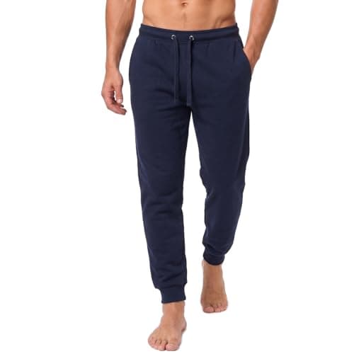 Image of Iron Mountain Mens Joggers – Fleece Jogging Bottoms for Men, Lightweight Cuffed Sweatpants with Drawstring Waist, Casual Gym & Lounge Tracksuit Bottoms (Navy, S)