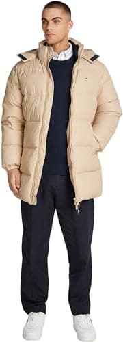 Image of Tommy Jeans Men's Tjm Essential Down Parka Dm0dm20466 Other Jackets, Beige (Gentle Gold), M
