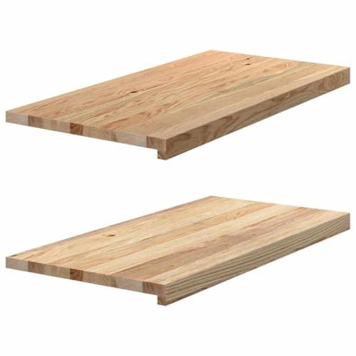 Image of vidaXL Solid Oak Window Sills - Untreated Oak Wood - 80x40x2 cm - Natural Display Surface