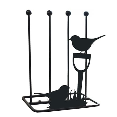 Image of Steel Pair of Robins Welly Boot Rack Handmade Metal Boot Holder Stand with Two Robin Bird Figures Sturdy Outdoor Footwear Storage for Garden Porch or Entryway Decor
