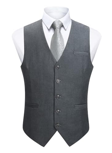 Image of Enlision Men's Formal Party Wedding Cotton Waistcoat Solid Color Vest , Grey-1, M(Chest 41)