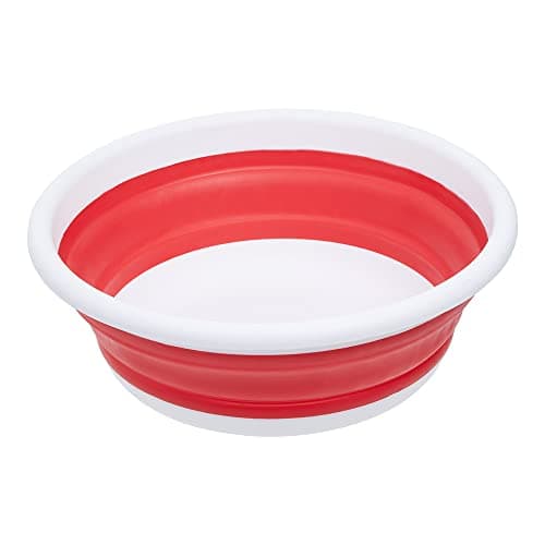 Image of Premier Housewares Red White Collapsible Dish Rack/Cutlery Drainer Round Portable Compact Convenient for Everyday Use w38 x d38 x h14cm