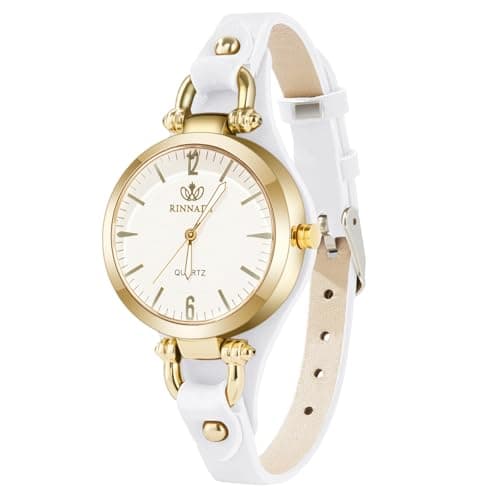 Image of OFFCUP Women's Leather Quartz Watch, Thin Strap Ladies Watches, Analog Quartz Watches with Retro Dial, 3 Hand Quartz Watch, Premium Fashion Wrist Watch for Women Ladies Girls