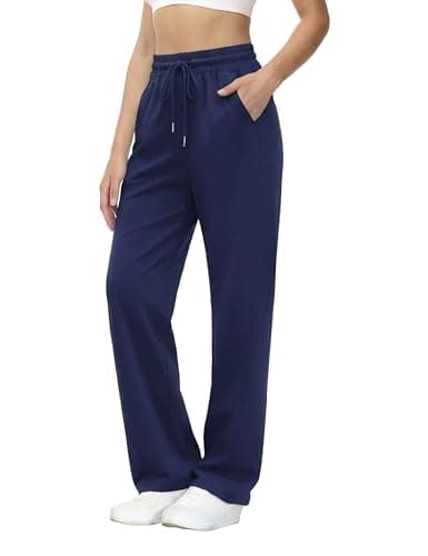 Image of Aseniza Joggers for Women Jogging Bottoms Ladies Tracksuit Bottoms with Pockets Cotton Women's Sweatpants Casual Tracksuit for Training Sports Gym Fitness Blue-L