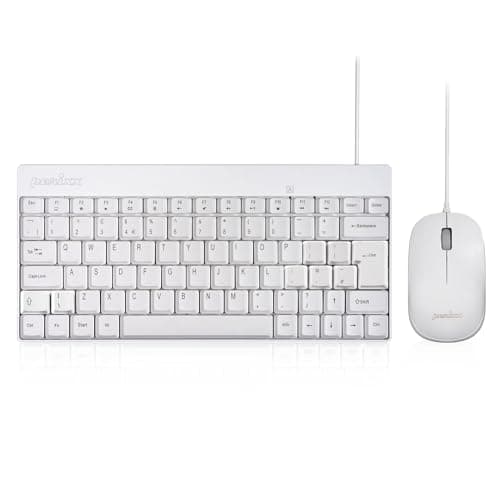 Image of Perixx PERIDUO-212 Wired Mini Keyboard and Mouse Combo, 12 Multimedia Keys, UK Layout, 80-Key, 1000 DPI, White