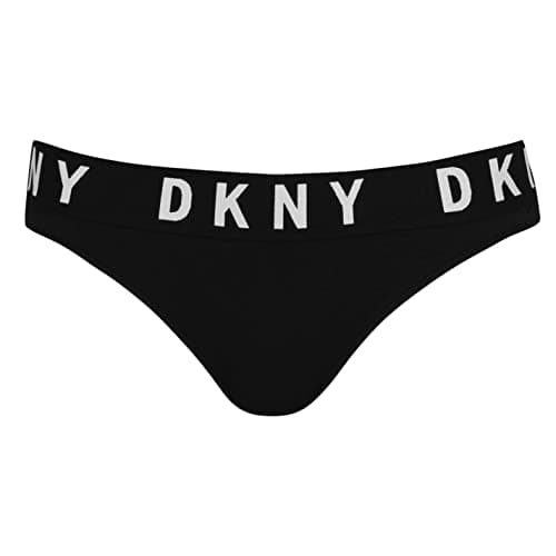 Image of DKNY Women's Cozy Boyfriend Bikini Style Underwear, Black/White, M UK