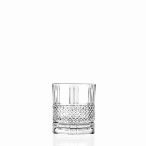 Image of RCR 26720020006 Brillante Short Whisky Glasses, Luxion Crystal Tumblers for Water/Cocktails, 337 ml, Set of 6, Dishwasher Safe, for Newlyweds & New Homeowners, Vintage Design