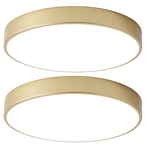 Image of Wheatronic Gold Flush Mount Ceiling Light Fixture LED,24W Bedroom Light Fixture Ceiling Mount Dimmable Set of 2,12 inch Close to Ceiling Light Fixture 5CCT for Kitchen, Bathroom, Living Room