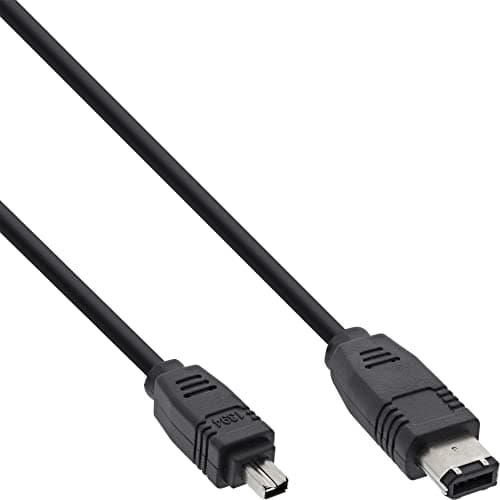 Image of InLine 34642 FireWire cable, IEEE1394 4-pin plug to 6-pin plug, black, 1.8m