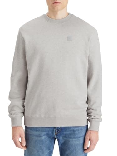 Image of Scotch & Soda Mens Essential Badge Logo Crewneck Sweatshirt, Grey Melange, L UK