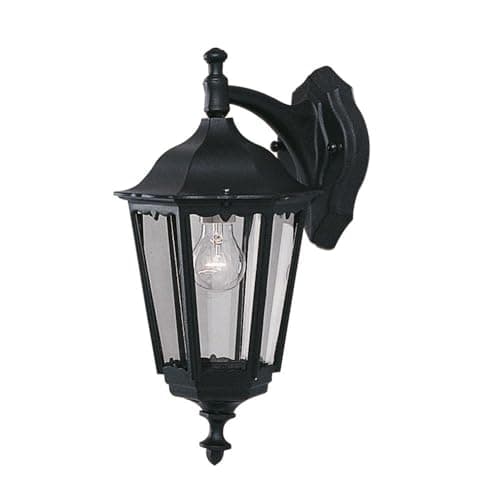 Image of Britalia Black Outdoor Traditional Down Lantern Coach Wall Light - 44cm Height - 1 x E27 ES Large Edison Screw Light Bulb Required (Not Included) | Suitable for Standard or Smart LED Lamps