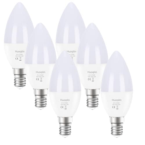 Image of Huoqilin E14 Led Candle Light Bulbs,SES Small Edison Screw,6W Equivalent to 40Watts,60 Watts,6 Pack (Warm White)