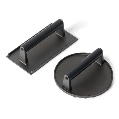 Image of Amazon Basics Burger Press, Round & Rectangle, Black, 1-Set, round - 17.2 x 17.2 x 6.9 cm, rectangle - 20.6 x 10.7 x 6.8 cm