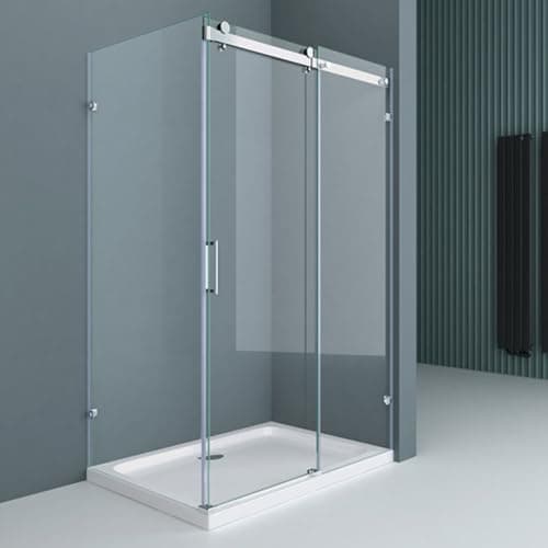 Image of Durovin Bathrooms 1300 x 1000mm L Shape Rectangular Frameless Shower Enclosure - Sliding Door - 8mm Safety Clear Glass