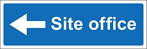 Image of Site office left directional arrow Sign - 1.2mm Rigid plastic 300mm x 100mm