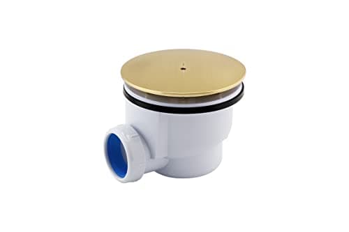 Image of Sandy Beach Gold Shower Waste, Brass Elegance, Premium 90mm Waste Trap, Sleek Shower Tray Waste Trap, and Drain Cover Replacement Solutions - Perfectly Sized, Effortlessly Stylish (90mm Diameter)