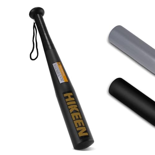 Image of Hikeen 17 inch Robust Steel Baseball Bat for Adult Kids With Non-Slip Handle and Paracord Wrist Strap,Self and Home Defense Black
