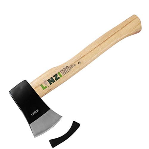 Image of LINZI Hand Axe with Wooden Handle 1.25lb Ideal for Outdoor Gardening, 331222,Black