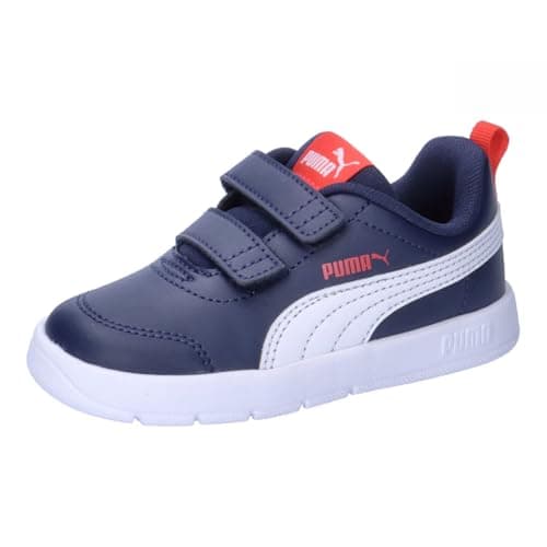 Image of Puma Boy's Unisex Kids COURTFLEX V3 V INF Sneaker, Navy White RED, 4 UK Child