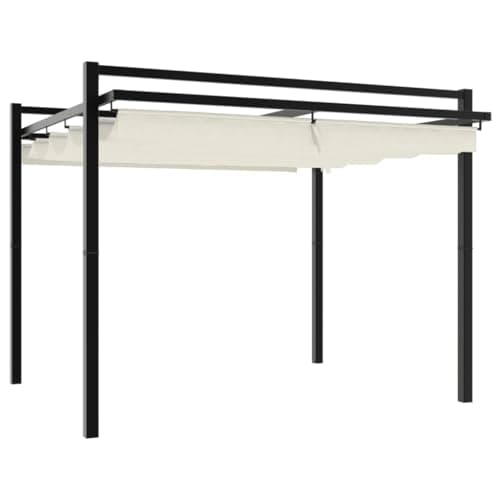 Image of vidaXL Garden Gazebo with Retractable Roof - Aluminium Frame, Cream Polyester Cover, 3x3m Outdoor Party Tent