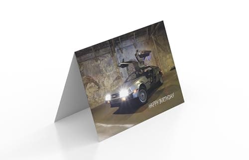 Image of Happy Birthday DeLorean 'Back to the Future' Car Greeting Card 125mm x 178mm Including Envelope PT233