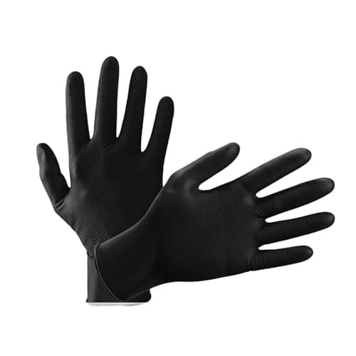 Image of Unisex Nitrile Gloves Large & XL – Multipurpose Black & Orange Work Gloves, Powder Free, Latex Free Disposable Gloves, Heavy Duty Use (Black, XL 3 Box)