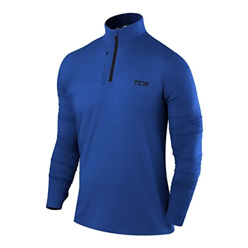 Image of TCA Fusion Long Sleeve Running Top Men - Training Tops for Men - Golf Top Golf Clothing - 1/4 Zip Tops Mens - for Gym Hiking - True Blue, XL