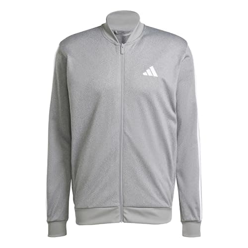 Image of adidas Men's TRICOT REGULAR FIT TRACK TOP MELANGE, black melange, L