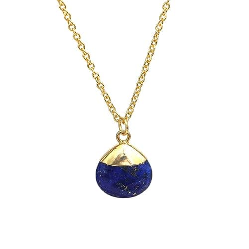 Image of Gempires Lapis Lazuli Pear Necklace, Teardrop Pendant, Crystal Jewellery, September Birthstone Gift, 18 inch Adjustable 14k Gold Plated Chain
