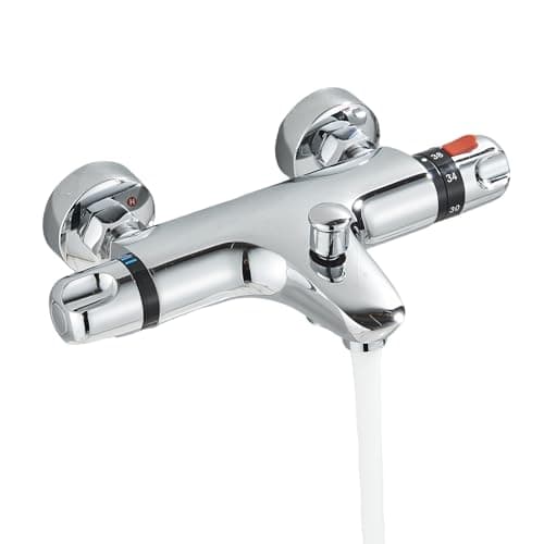 Image of Rozin Thermostatic Bath Shower Mixer Tap Wall Mounted 38°C Lock Constant Temperature Control Anti Scald Tap Hot Cold Water Mixer for Bathroom Chrome