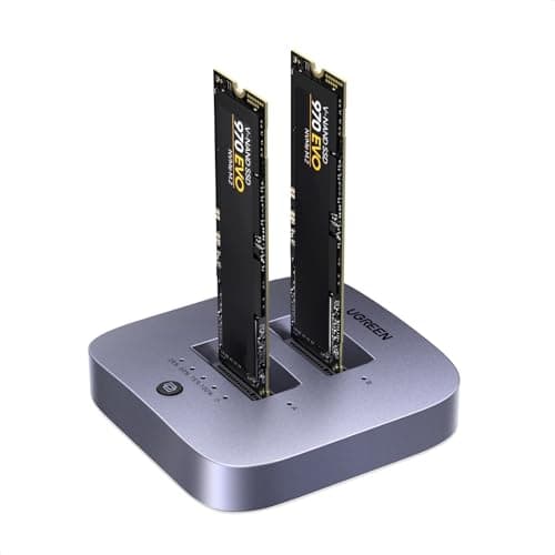 Image of UGREEN M.2 NVMe SSD Cloner Dock, 20Gbps Dual-Bay NVMe Enclosure, Aluminum SSD Enclosure Support Offline Clone, UASP & TRIM, M.2 Reader for M/B+M Key SSD in Size of 2230/2242/2260/2280