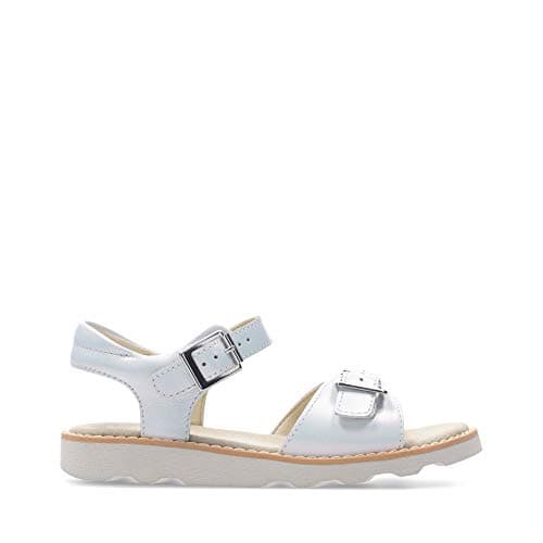 Image of Clarks Crown Bloom T, Girls’ Slingback, White (White Leather), 4.5 Child UK (20.5 EU)