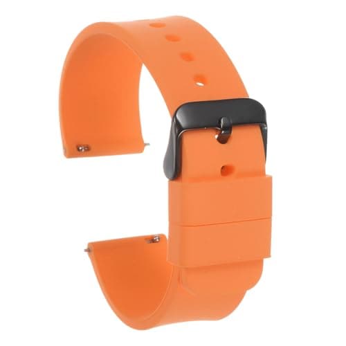 Image of sourcing map Silicone Watch Band 24mm Width Quick Release Soft Rubber Replacement Watch Strap with Black Stainless Steel Buckle for Men Women, Orange