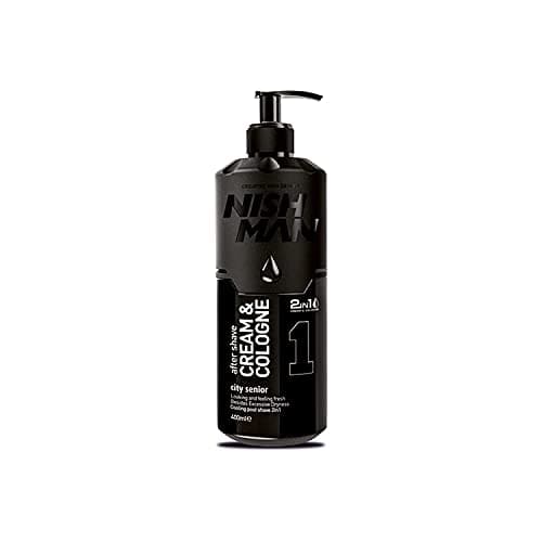 Image of NISHMAN Aftershave Cream Cologne 01 - City Senior 400ml – 2in1 Cream & Cologne, Extra Moisturising Men's After Shave - Refreshing & Cooling Post-Shave Moisturising Spray Lotion