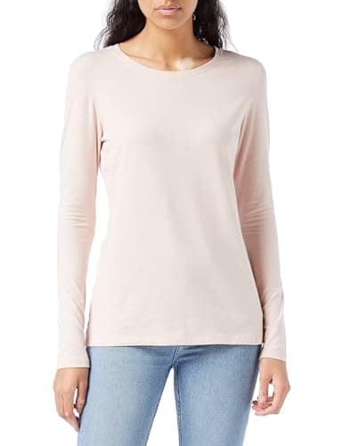 Image of Amazon Essentials Women's Regular-Fit Long-Sleeve Crewneck T-Shirt (Available in Plus Size), Light Rose, Medium