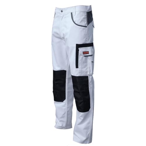 Image of WrightFits Olympian Painters Trousers for Men - Durable Workwear with Knee Pads Pockets - Combat Trousers in White (36W X 31L)