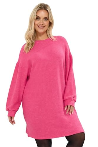 Image of Yours Curve Hot Soft Touch Jumper Dress - Women's - Plus Size Curve Pink