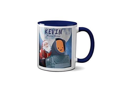 Image of Kevin Carrot Phone Home Novelty Mug Aldi Christmas Advert 2020 E.T Alien Bike Basket Moon Ceramic Handle Idea Heavy Duty Handle Dishwasher and Microwave Safe (Cobalt Handle)