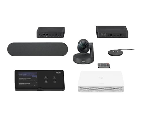 Image of Logitech Room Solution for Teams & Zoom Medium Kit – Rally PTZ 4K UHD Camera, RoomMate, Tap Controller, Table & Display Hub, Speaker & Mic Pod, Strong USB Cable, Compute & Rally Mount Kit (Renewed)