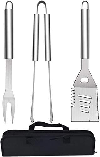 Image of QH7 3Pack BBQ Barbecue Tool Set, Stainless Steel Outdoor Barbecue Grill Utensils Set with Storage Bags for Picnics