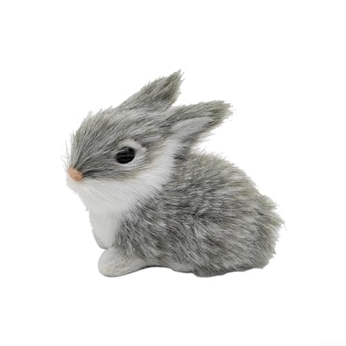 Image of Realistic For Mini Rabbit Plush for Indoor Display on Console Tables Dressers or Sideboards with Cozy Visual Character (Gray)