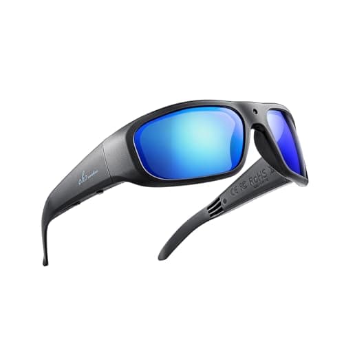 Image of OhO 256GB Camera Glasses,24m Resolution H.265 1080P Smart Glasses with UV400 Sunglasses Lenses for Outdoor Sports,Unisex, Black Frame - Blue Lens, 256GB