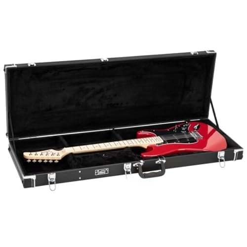 Image of Bonnlo Electric Guitar Square Hard Case for Standard Guitars Lockable Acoustic Guitar Case Hardshell Microgroove Flat