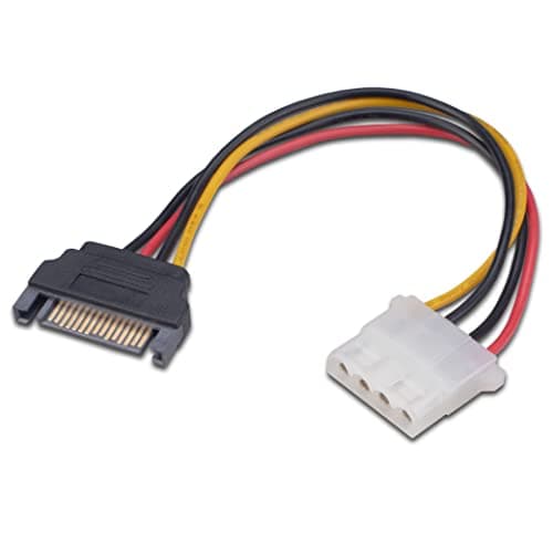 Image of Akasa SATA to 4-pin Molex Adapter | Converts 15-pin SATA PSU power to 4-pin PSU Molex Connector | SATA to Molex Power Cable Adapter | 15cm | AK-CBPW03-15
