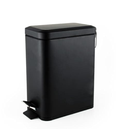 Image of Beldray Bathroom Pedal Bin 5L – Rectangular Soft Close Rubbish Bin with Removable Inner Bucket, Slim Design Waste Bin for Kitchen, Bedroom or Office, Portable Carry Handle, Black