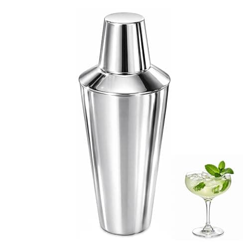 Image of Chabrias Ltd Stainless Steel Cocktail Shaker 750ml 3-Piece Cobbler Set with Built-in Strainer, Leak-Resistant Lid, Dishwasher Safe Martini Mixer for Home Bar, Professional Bartender Silver Finish Set